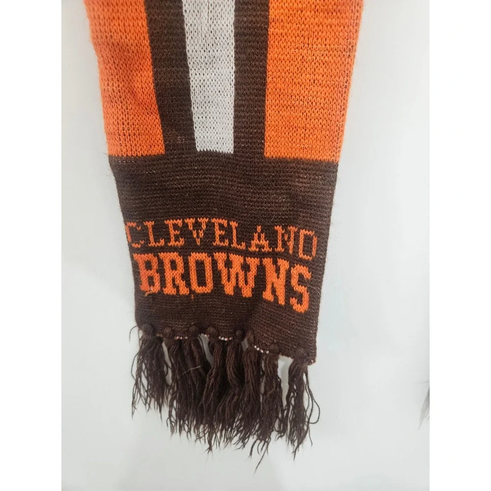 Cleveland Browns NFL Knit Scarf Orange Brown Striped Fan Gear with Fringe‎